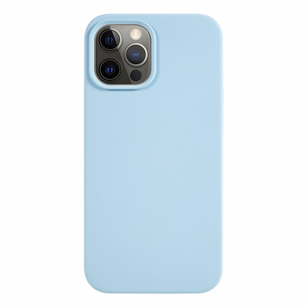 For iPhone 12 / 12 Pro Liquid Silicone Phone Case Soft Lining Anti-scratch Phone Cover - Sky Blue