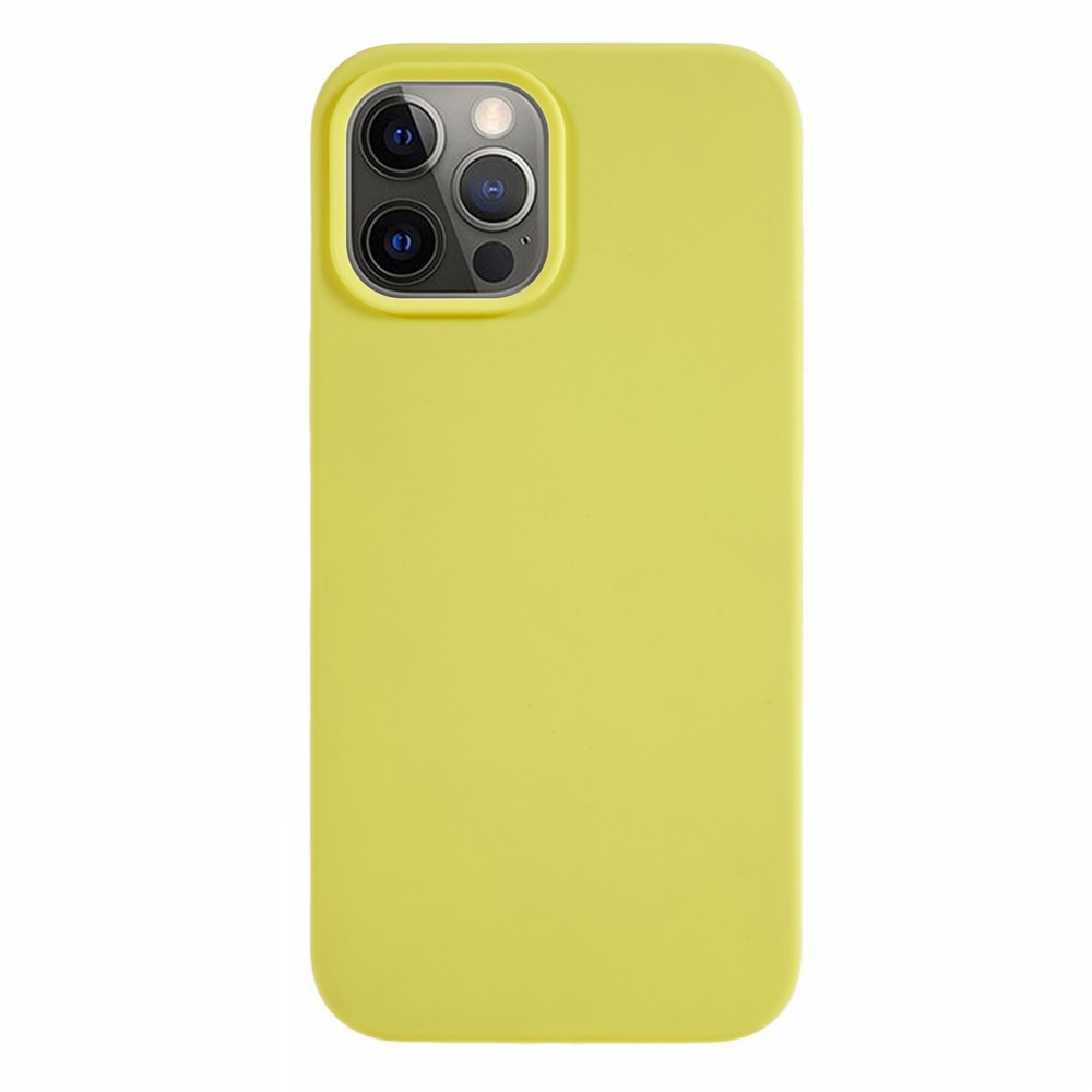 For iPhone 12 / 12 Pro Liquid Silicone Phone Case Soft Lining Anti-scratch Phone Cover - Yellow