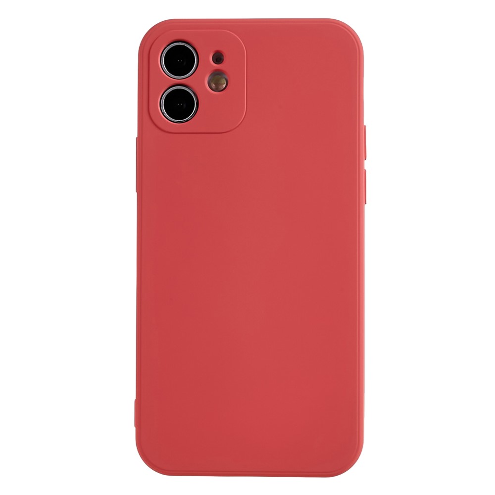 For iPhone 12 6.1 inch Rubberized TPU Phone Case Fiber Lining Fall Proof Protective Cover - Hawthorn Red