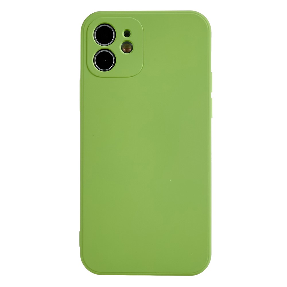 For iPhone 12 6.1 inch Rubberized TPU Phone Case Fiber Lining Fall Proof Protective Cover - Matcha Green