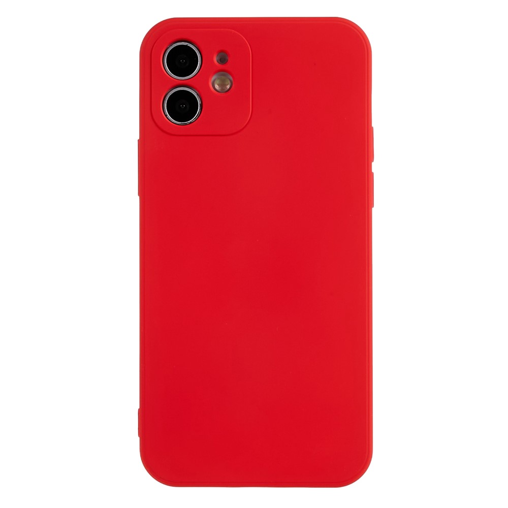 For iPhone 12 6.1 inch Rubberized TPU Phone Case Fiber Lining Fall Proof Protective Cover - Red
