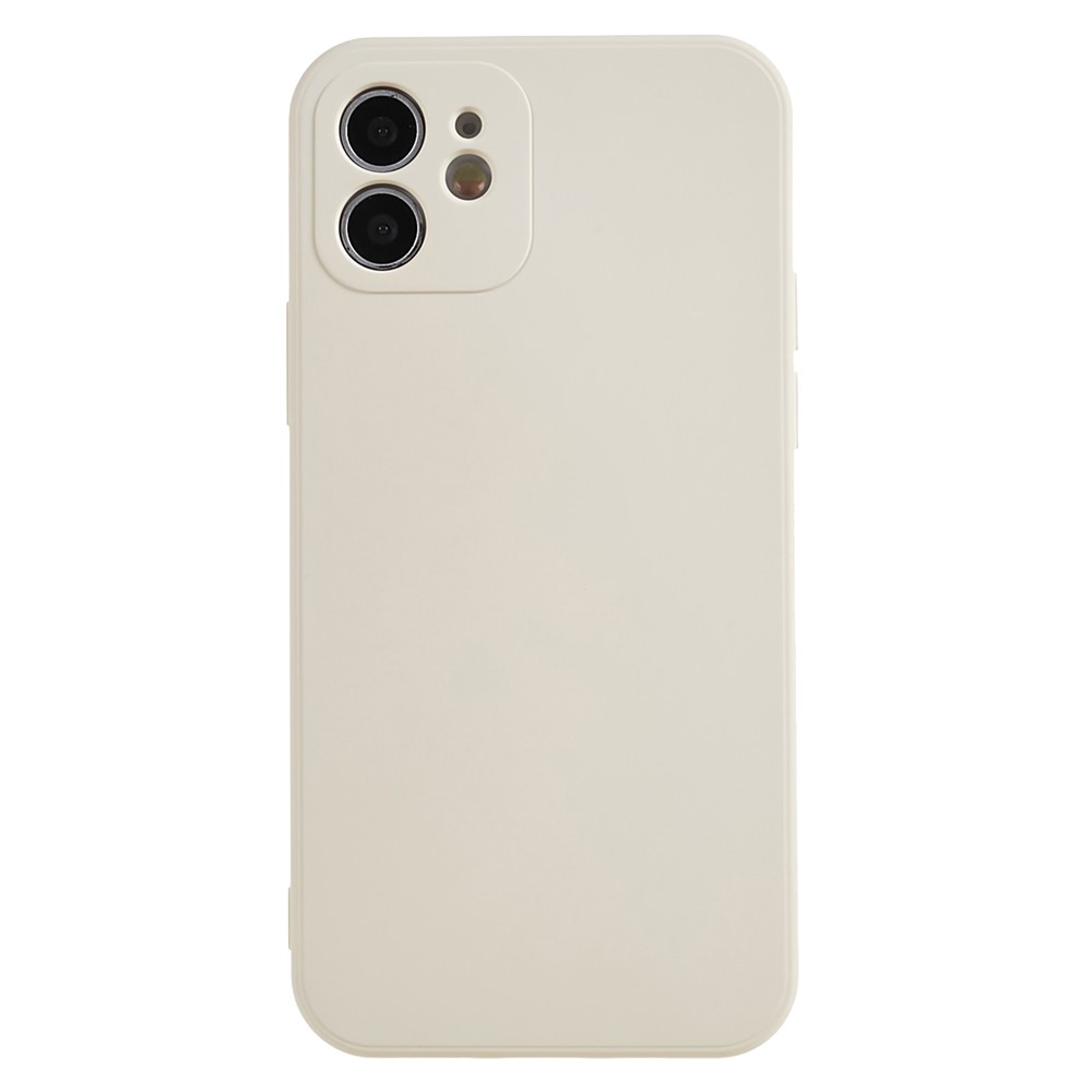 For iPhone 12 6.1 inch Rubberized TPU Phone Case Fiber Lining Fall Proof Protective Cover - White