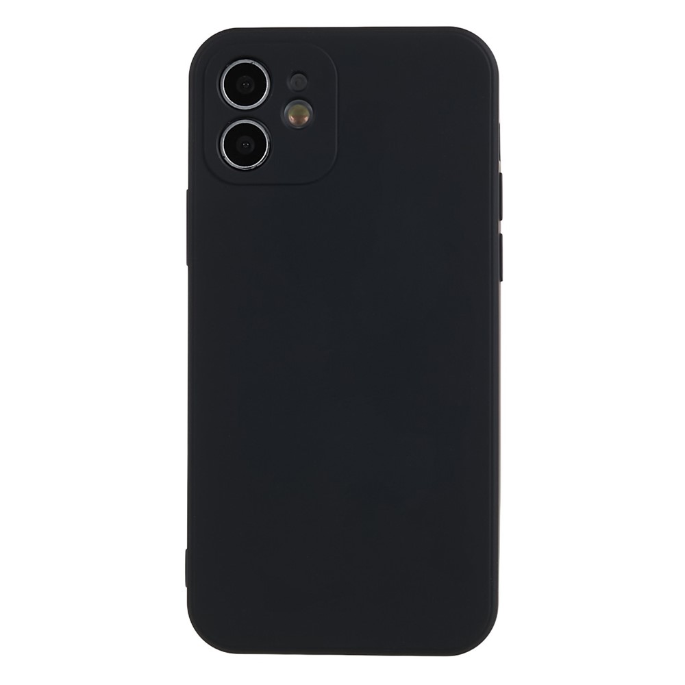 For iPhone 12 6.1 inch Rubberized TPU Phone Case Fiber Lining Fall Proof Protective Cover - Black
