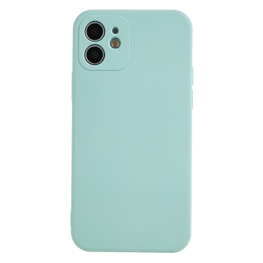 For iPhone 12 6.1 inch Rubberized TPU Phone Case Fiber Lining Fall Proof Protective Cover - Baby Blue