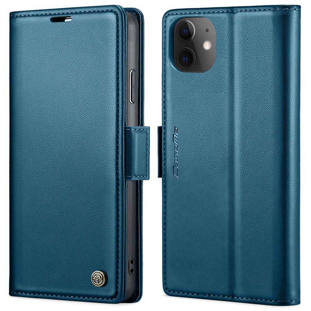 For iPhone 11 Leather Case CASEME 023 RFID Blocking 3 Card Slot Mobile Cover - Blue