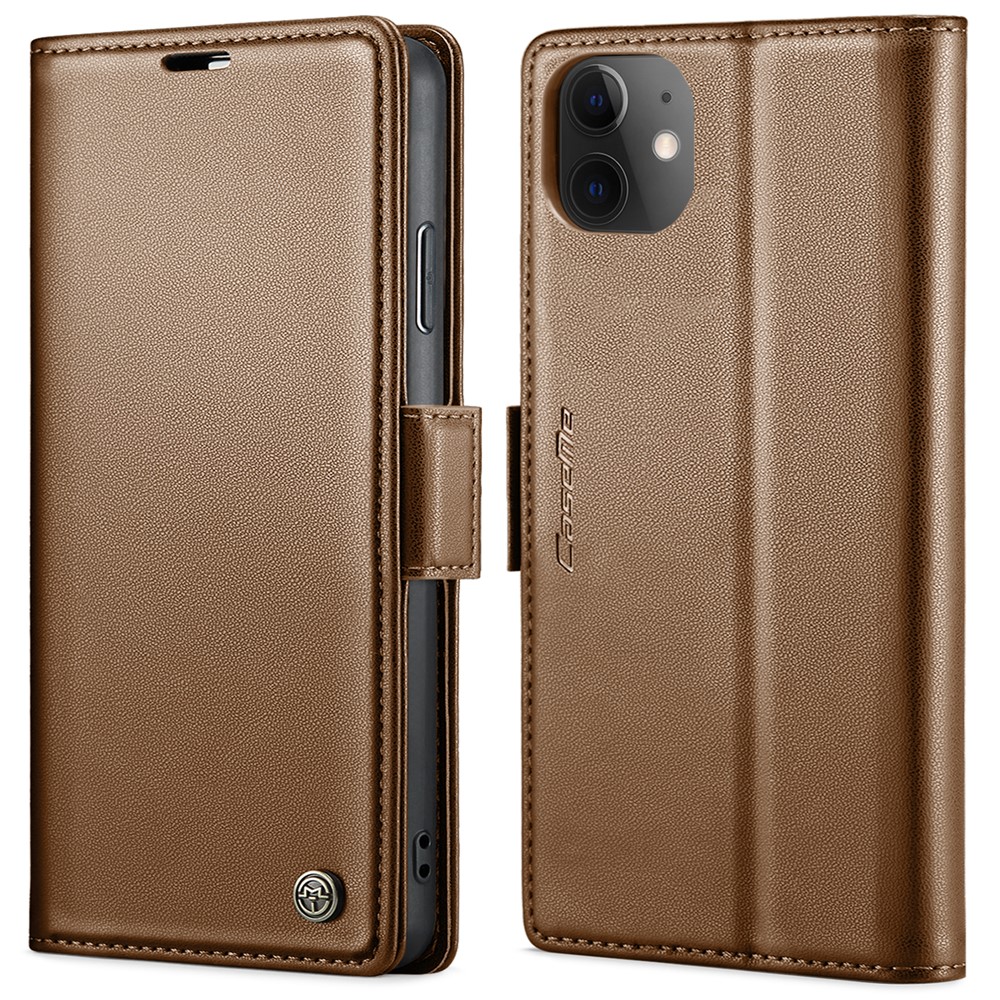 For iPhone 11 Leather Case CASEME 023 RFID Blocking 3 Card Slot Mobile Cover - Brown