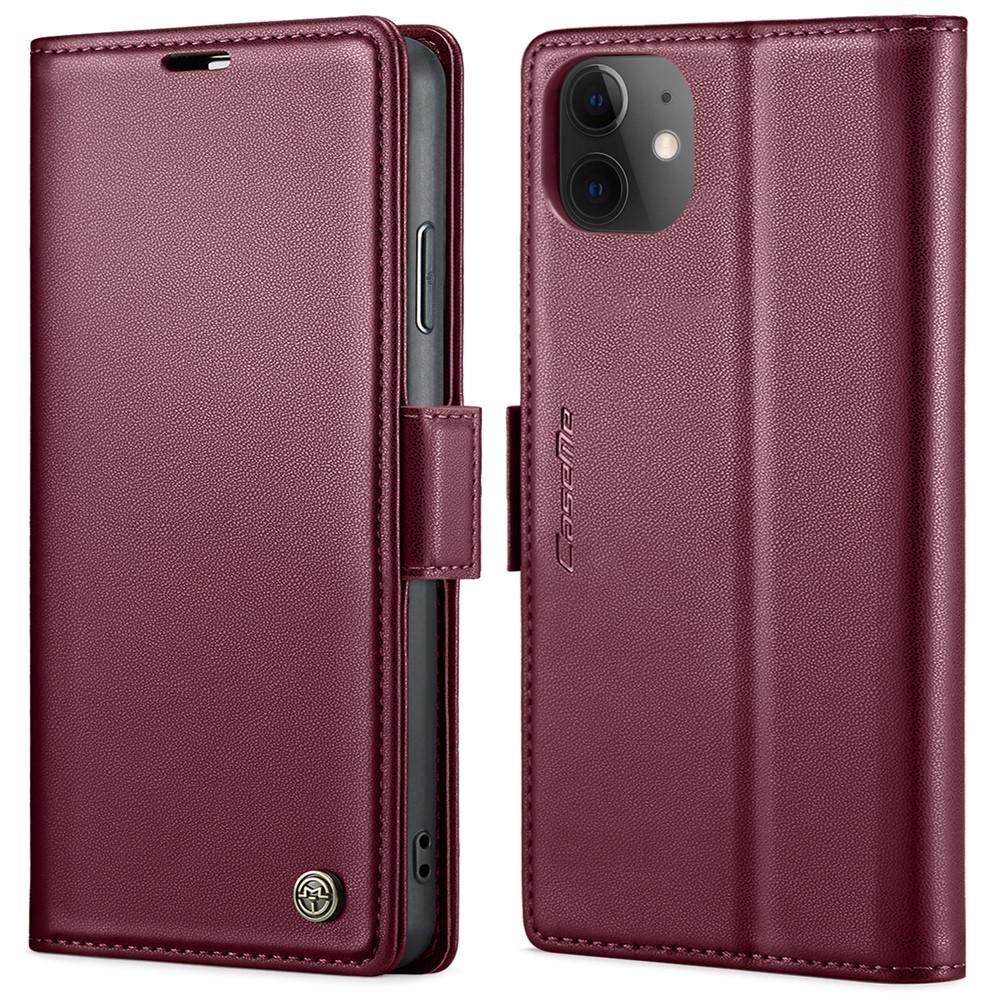 For iPhone 11 Leather Case CASEME 023 RFID Blocking 3 Card Slot Mobile Cover - Red