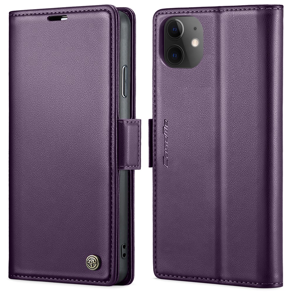 For iPhone 11 Leather Case CASEME 023 RFID Blocking 3 Card Slot Mobile Cover - Purple