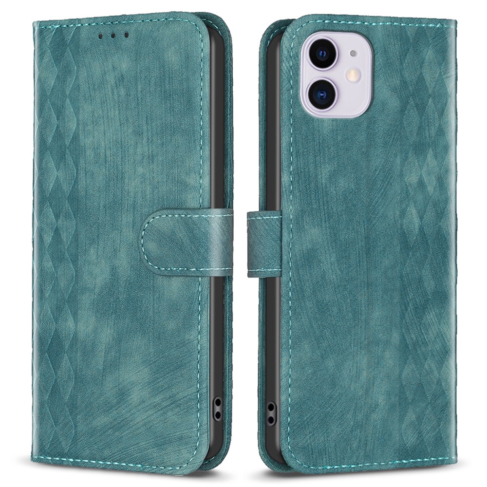 PU Leather Cover for iPhone 11 Bump Proof Imprinted Pattern Wallet Stand Phone Flip Case - Green