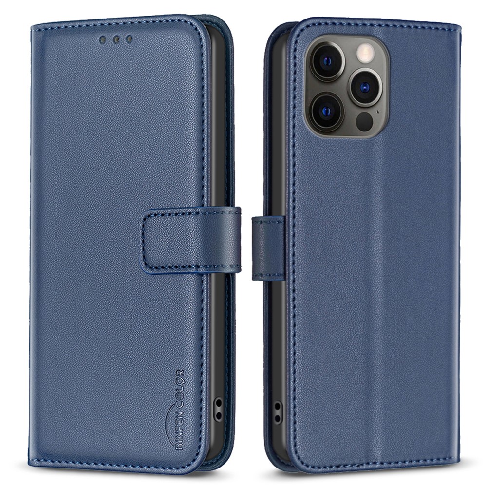 BINFEN COLOR BF17 Wallet Case for iPhone 12 / 12 Pro 6.1 inch , PU Leather Stand Folio Phone Cover - Blue