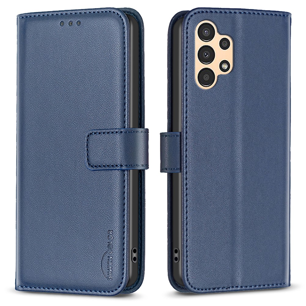 BINFEN COLOR BF17 For Samsung Galaxy A73 5G Phone Wallet Case Stand Leather Phone Cover - Blue