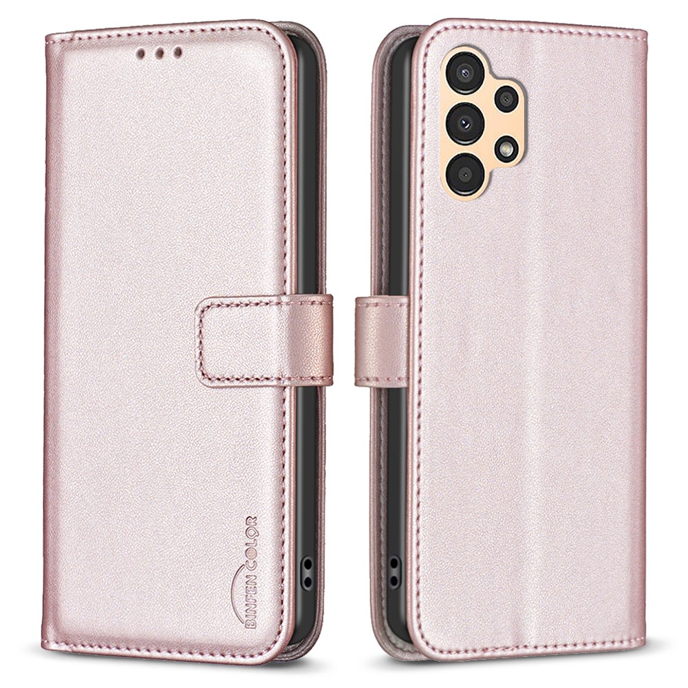 BINFEN COLOR BF17 For Samsung Galaxy A73 5G Phone Wallet Case Stand Leather Phone Cover - Rose Gold