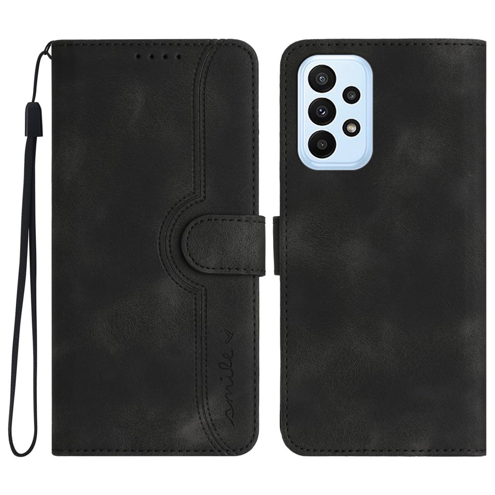 YX0030 Shockproof Wallet Case for Samsung Galaxy A73 5G Imprinted Pattern Phone Case PU Leather Flip Cover - Black
