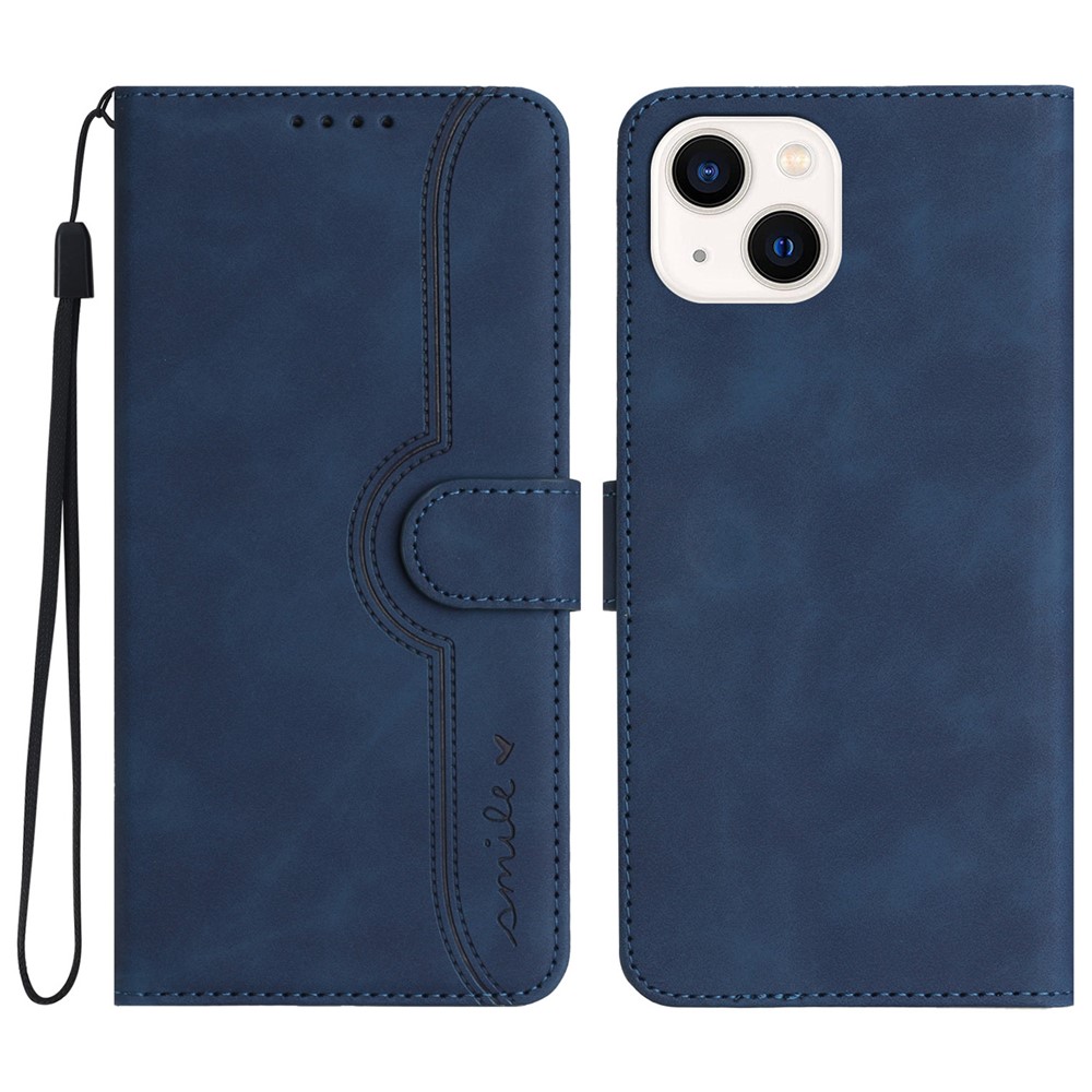 YX003 For iPhone 13 mini Anti-Scratch PU Leather Stand Phone Case Imprinted Wallet Flip Cover - Sapphire