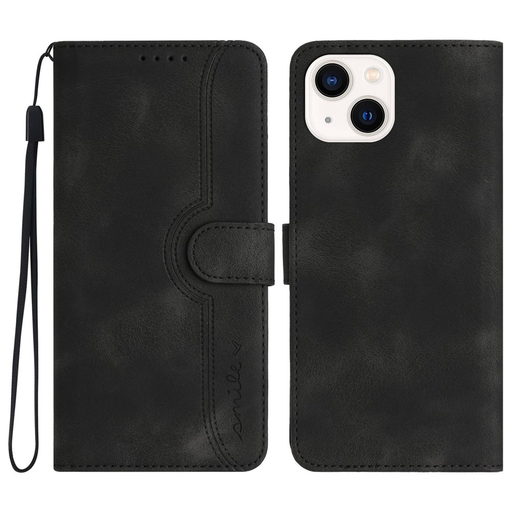 YX003 For iPhone 13 mini Anti-Scratch PU Leather Stand Phone Case Imprinted Wallet Flip Cover - Black
