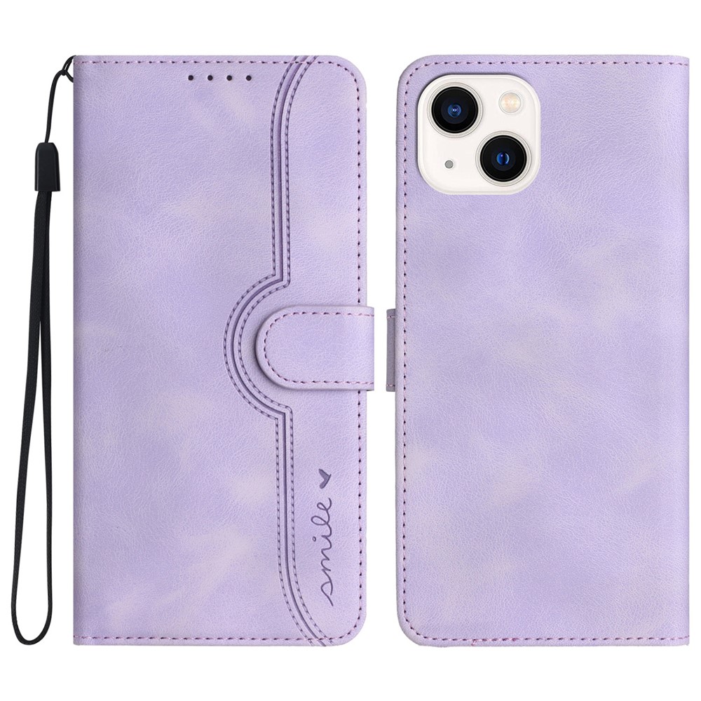 YX003 For iPhone 13 mini Anti-Scratch PU Leather Stand Phone Case Imprinted Wallet Flip Cover - Light Purple