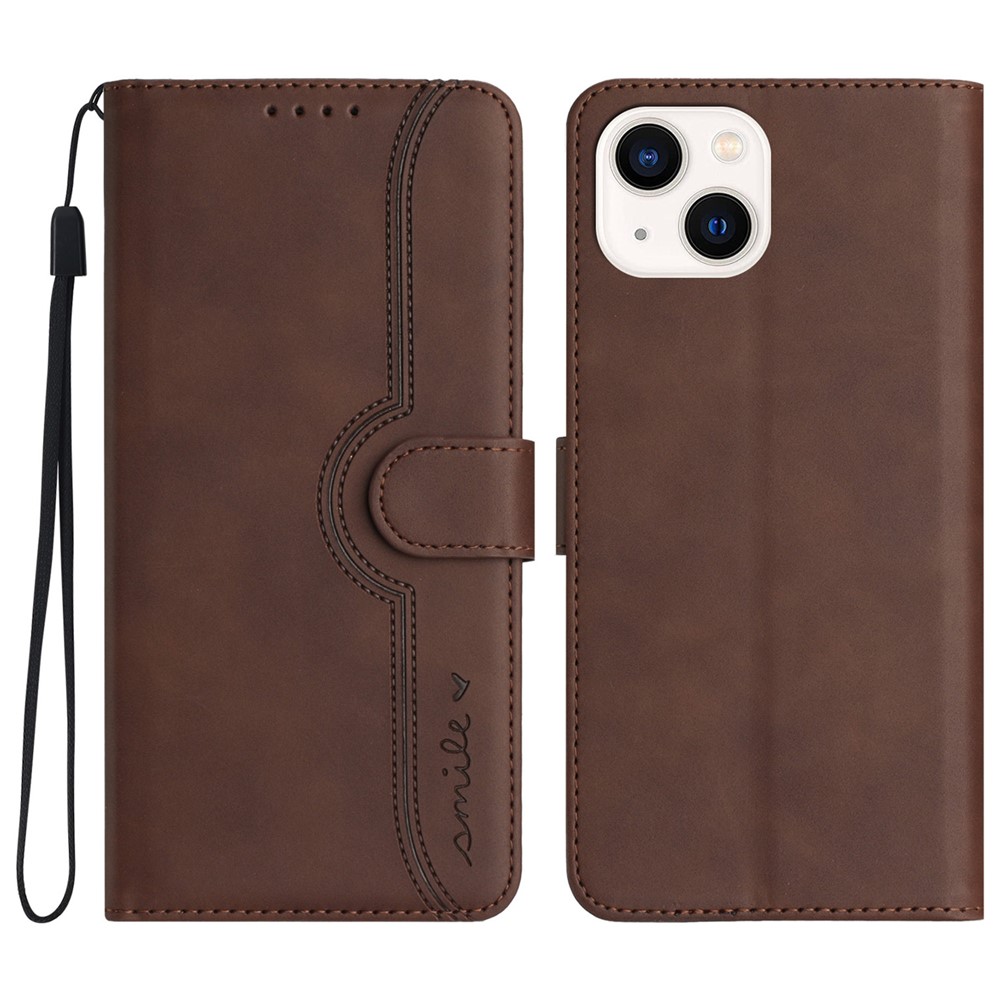 YX003 For iPhone 13 mini Anti-Scratch PU Leather Stand Phone Case Imprinted Wallet Flip Cover - Coffee