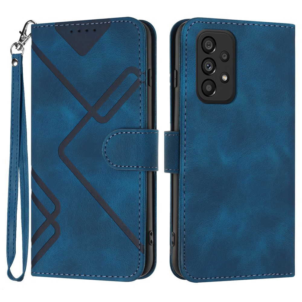 YX0040 For Samsung Galaxy A73 5G Anti-Dust PU Leather Cover Wallet Phone Stand Case with Imprinted Pattern - Sapphire