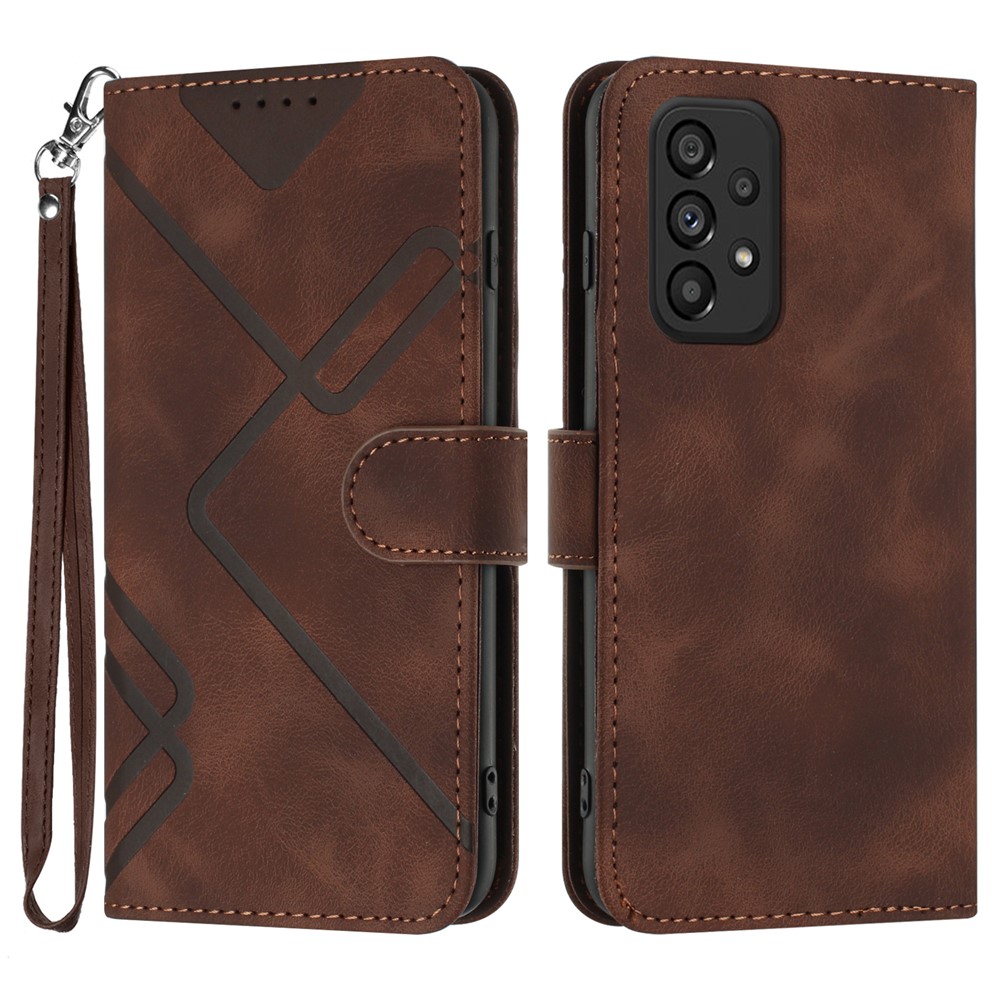 YX0040 For Samsung Galaxy A73 5G Anti-Dust PU Leather Cover Wallet Phone Stand Case with Imprinted Pattern - Coffee