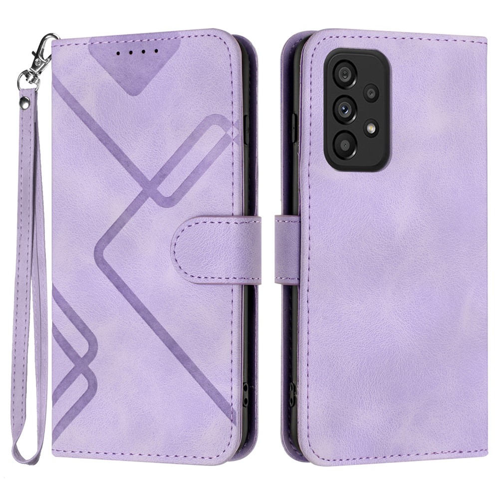 YX0040 For Samsung Galaxy A73 5G Anti-Dust PU Leather Cover Wallet Phone Stand Case with Imprinted Pattern - Light Purple