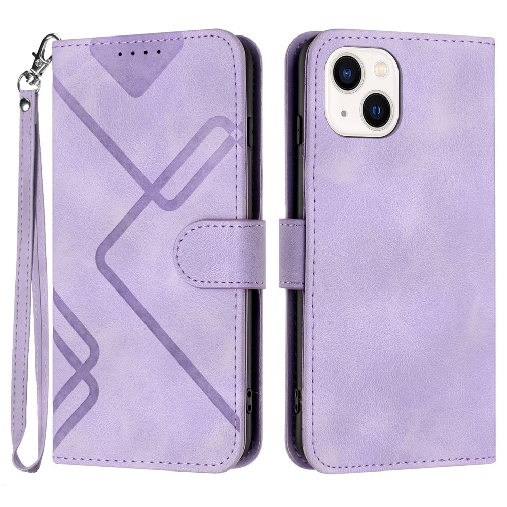 YX0040 For iPhone 13 mini 5.4 inch Stylish Imprinted Phone Case PU Leather Wallet Stand Cover - Light Purple