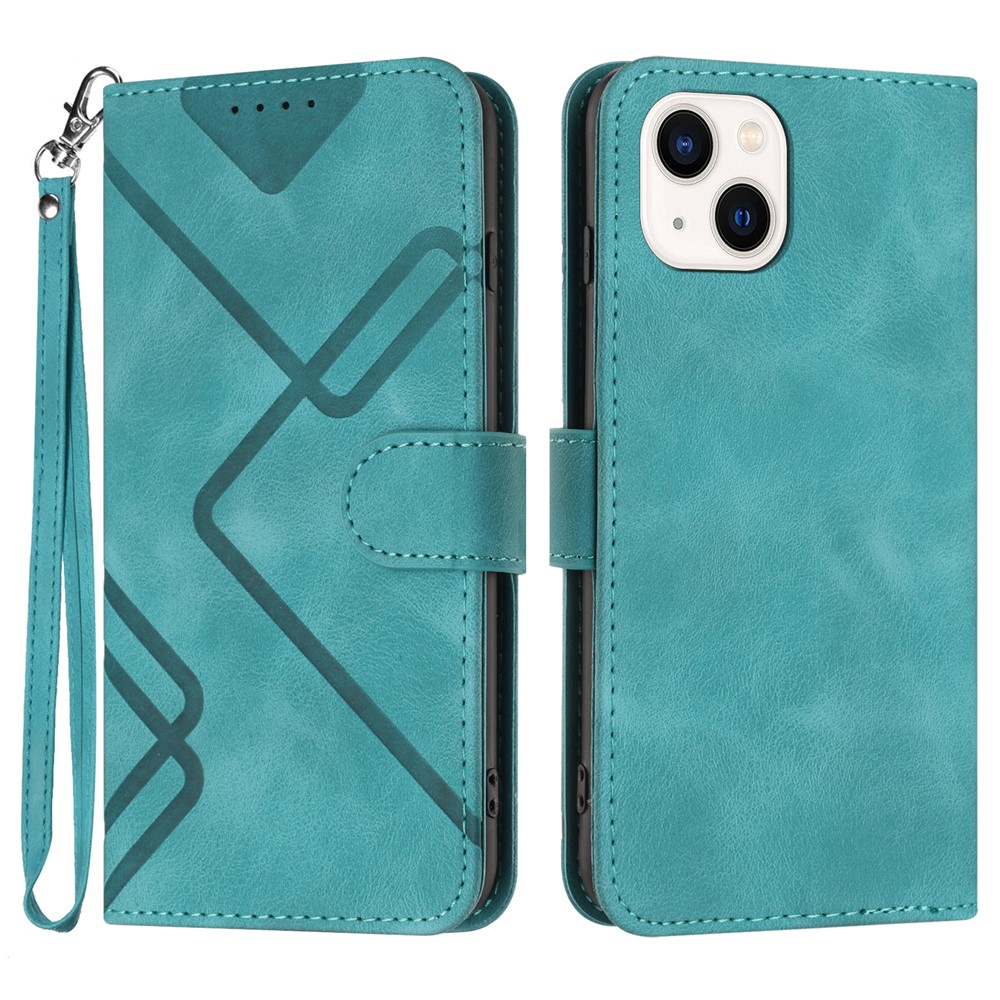 YX0040 For iPhone 13 mini 5.4 inch Stylish Imprinted Phone Case PU Leather Wallet Stand Cover - Baby Blue