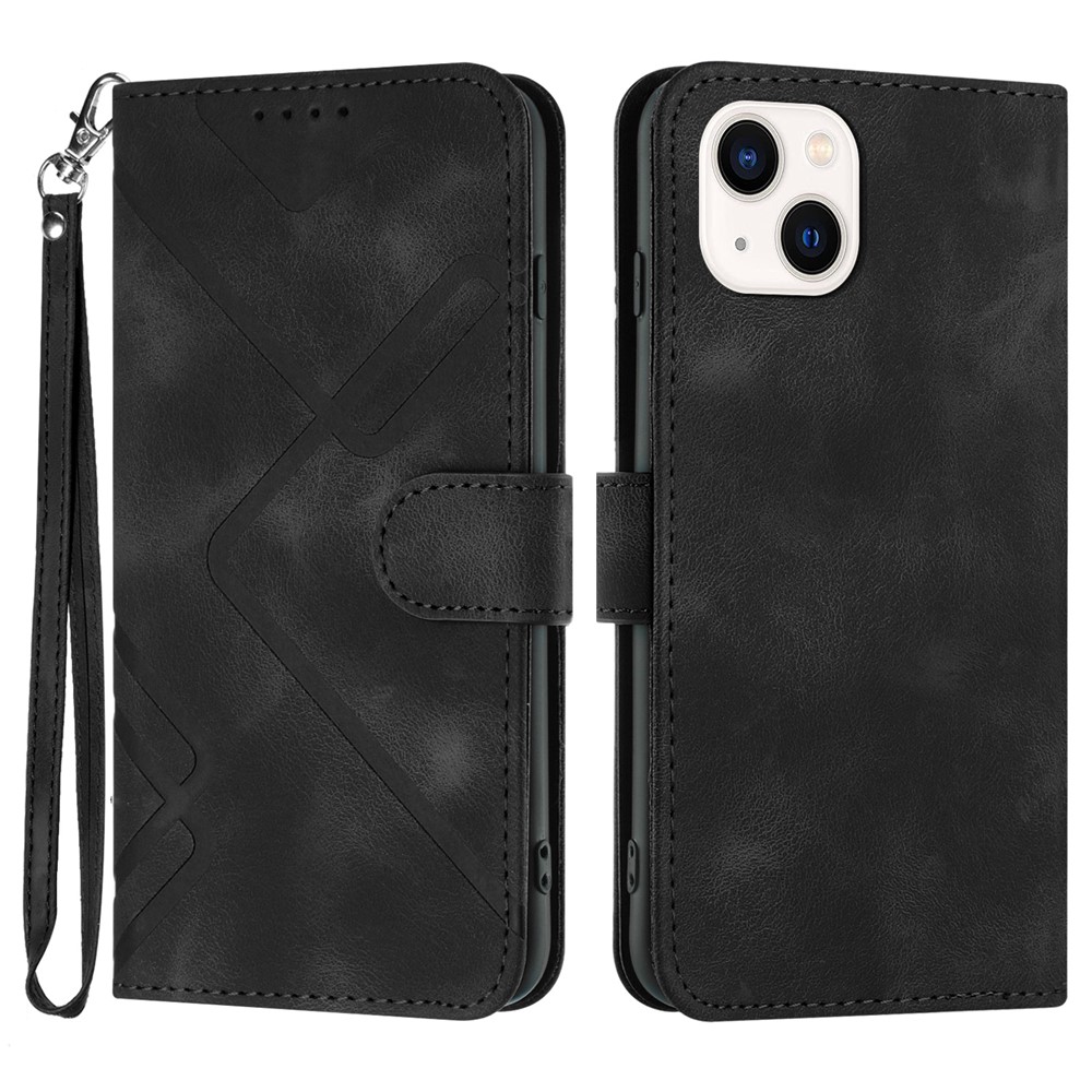 YX0040 For iPhone 13 mini 5.4 inch Stylish Imprinted Phone Case PU Leather Wallet Stand Cover - Black