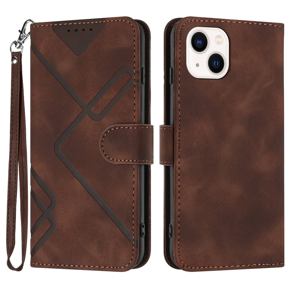 YX0040 For iPhone 13 mini 5.4 inch Stylish Imprinted Phone Case PU Leather Wallet Stand Cover - Coffee