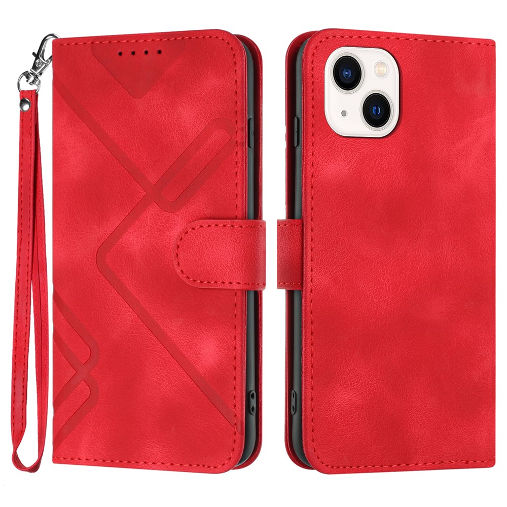 YX0040 For iPhone 13 mini 5.4 inch Stylish Imprinted Phone Case PU Leather Wallet Stand Cover - Red