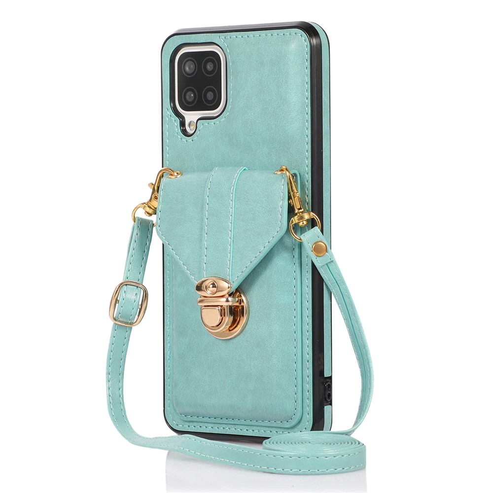 Back Protector for Samsung Galaxy A42 5G Phone Cover with Kickstand Card Holder PU Leather+TPU Case - Green