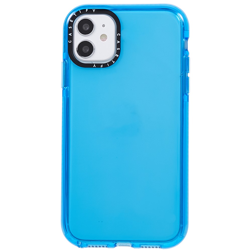 For iPhone 11 Transparent PC+TPU Phone Case Drop Protection Back Cover - Transparent Blue