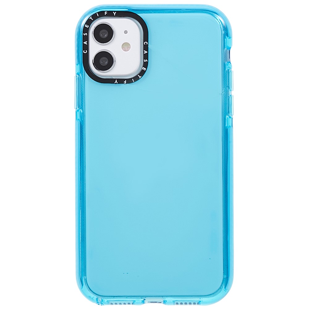 For iPhone 11 Transparent PC+TPU Phone Case Drop Protection Back Cover - Transparent Cyan