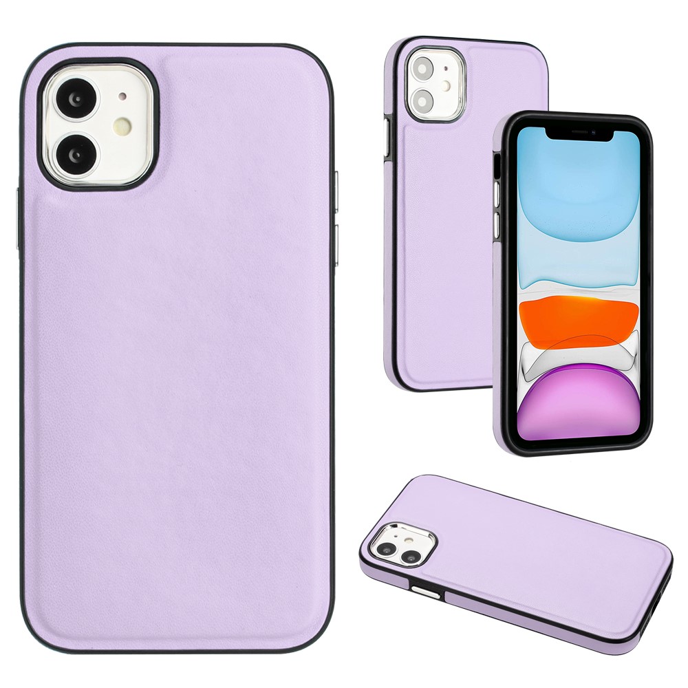 YB Leather Coating Series-6 For iPhone 11 Back Shell Cell Phone Guard Cover PU Leather+TPU Case - Purple