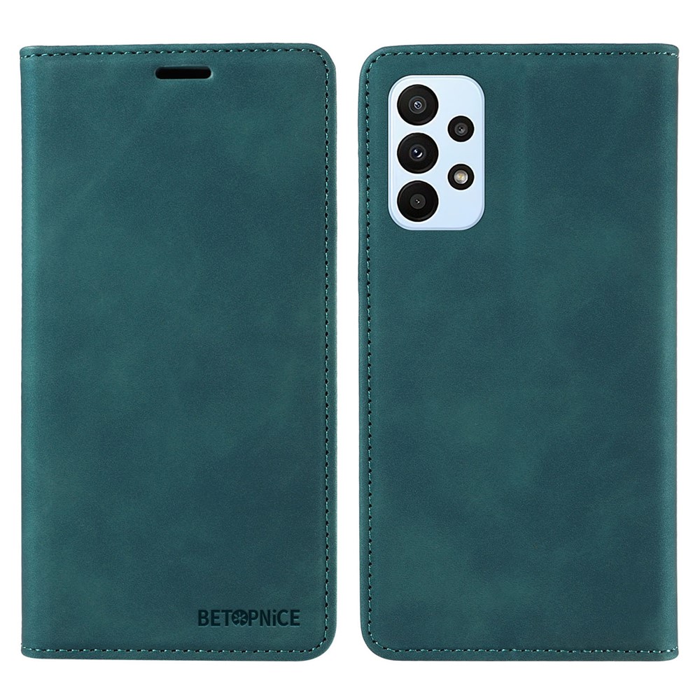BETOPNICE 003 For Samsung Galaxy A73 5G Slim-Fit PU Leather Stand Cover RFID Blocking Wallet Phone Case - Green
