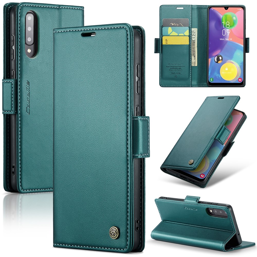 For Samsung Galaxy A70 / A70s Leather Case CASEME 023 RFID Blocking 3 Card Slot Mobile Cover - Green