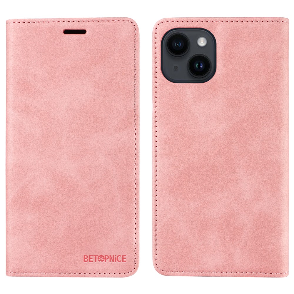 BETOPNICE 003 For iPhone 13 mini 5.4 inch Cell Phone Cover RFID Blocking Wallet Leather Stand Case - Pink