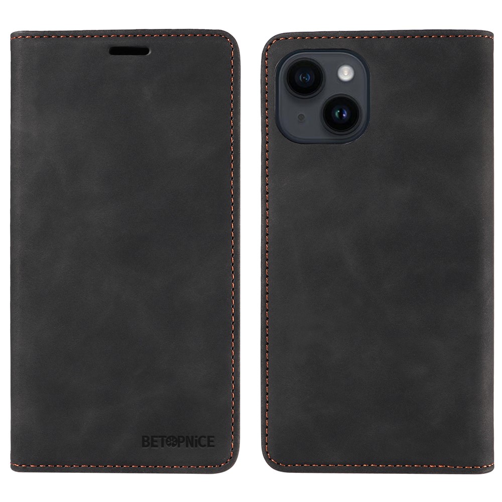 BETOPNICE 003 For iPhone 13 mini 5.4 inch Cell Phone Cover RFID Blocking Wallet Leather Stand Case - Black