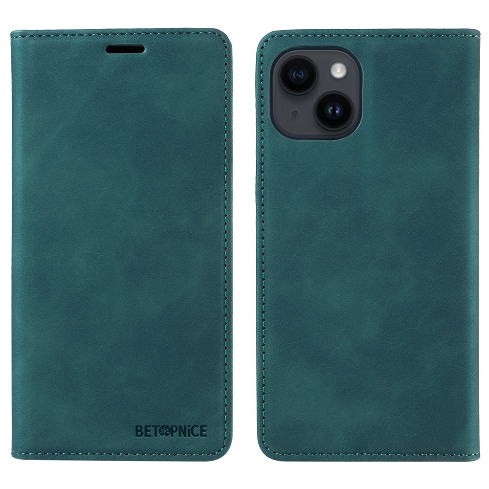 BETOPNICE 003 For iPhone 13 mini 5.4 inch Cell Phone Cover RFID Blocking Wallet Leather Stand Case - Green