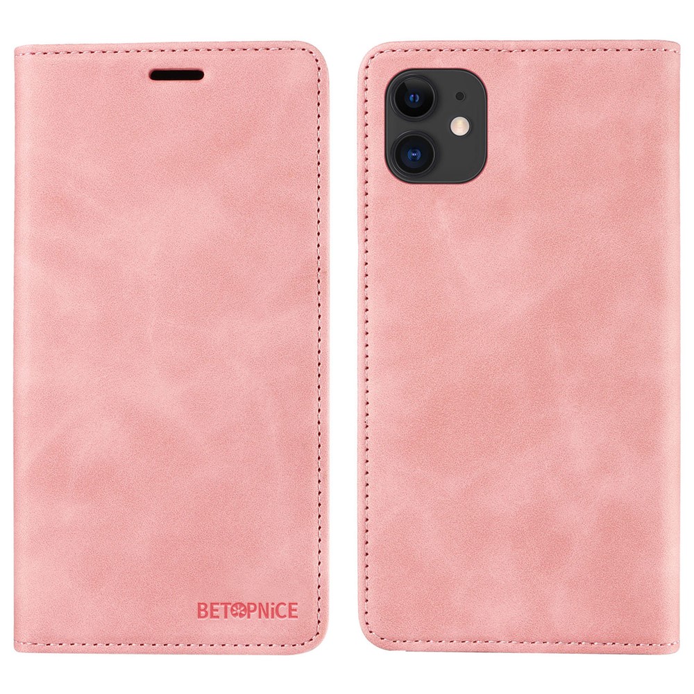 BETOPNICE 003 For iPhone 12 / 12 Pro 6.1 inch Cell Phone Cover Wallet Leather Stand RFID Blocking Case - Pink