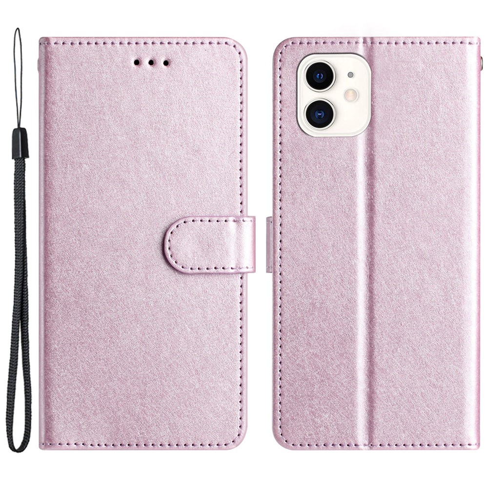 Anti-scratch Case for iPhone 11 Silk Texture PU Leather Wallet Phone Stand Cover with Wrist Strap - Light Purple