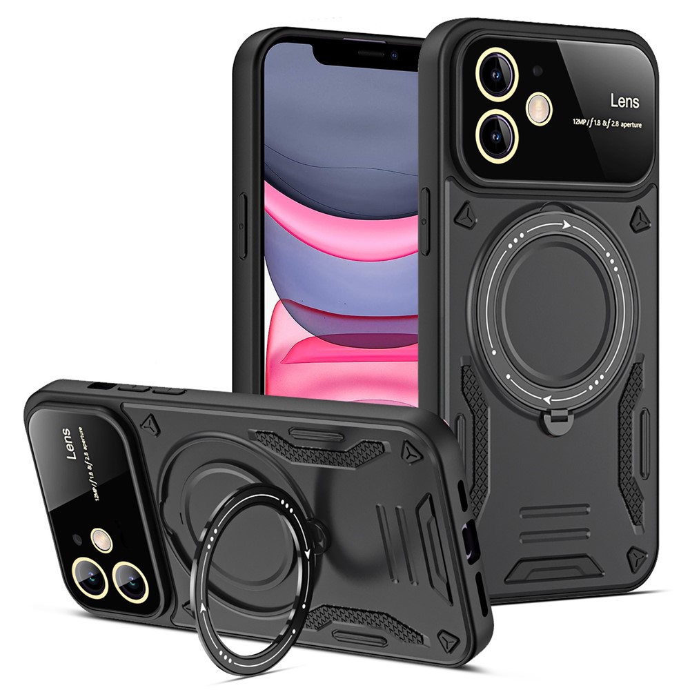 Scratch Resistant Case for iPhone 11 Compatible with MagSafe PC+TPU Kickstand Phone Cover - Black