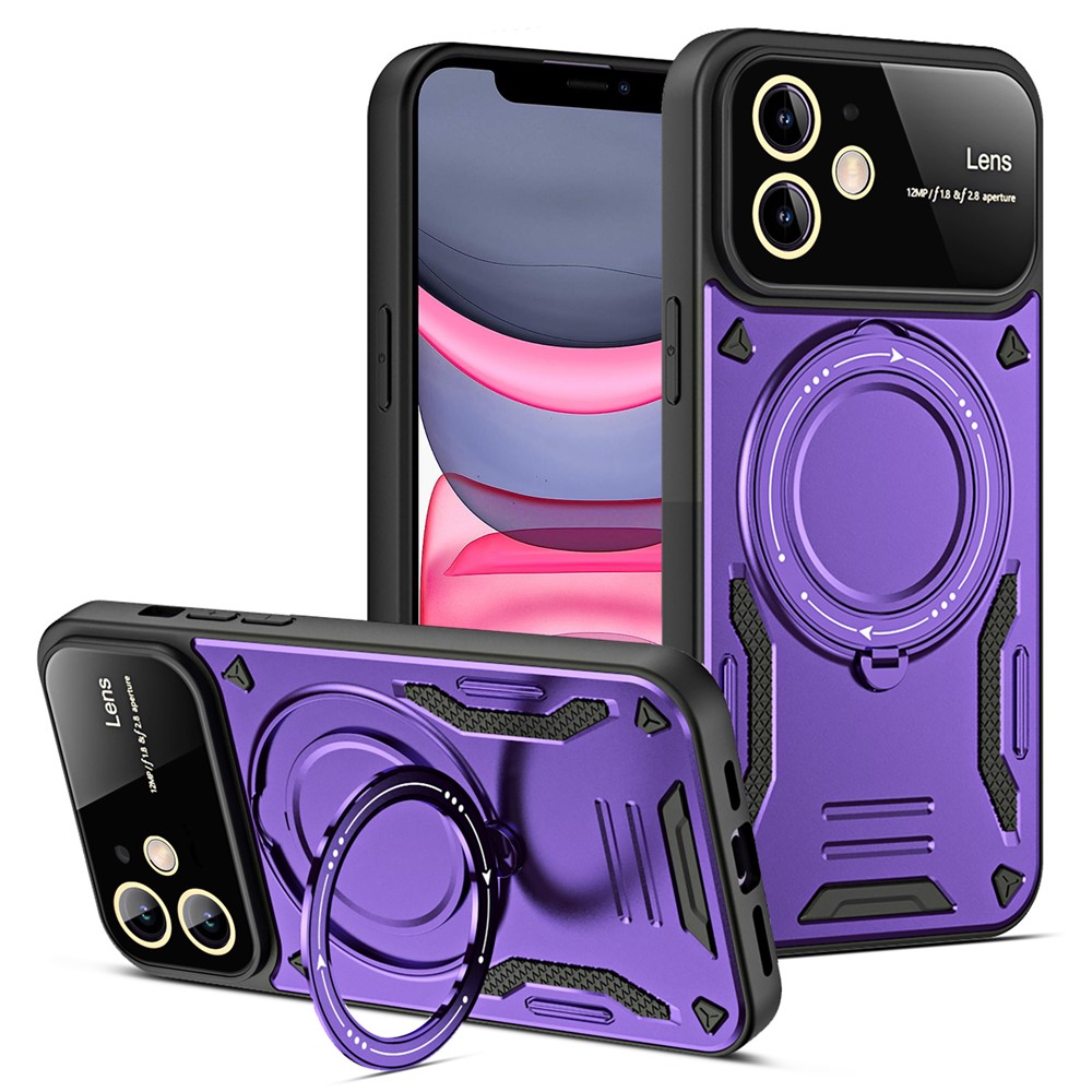 Scratch Resistant Case for iPhone 11 Compatible with MagSafe PC+TPU Kickstand Phone Cover - Purple