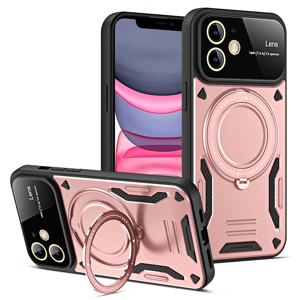 Scratch Resistant Case for iPhone 11 Compatible with MagSafe PC+TPU Kickstand Phone Cover - Rose Gold