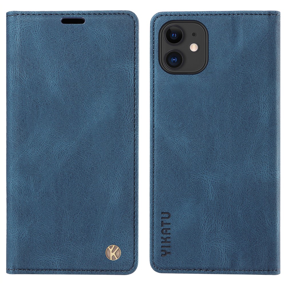 YIKATU YK-004 For iPhone 11 Skin-touch Flip Wallet Stand Cover Anti-fall Leather Phone Case - Blue