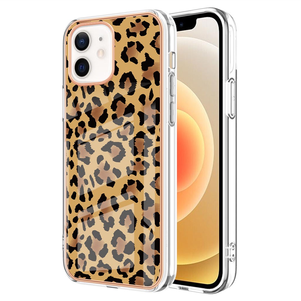 YB IMD Series-19 Style D for iPhone 12 / 12 Pro 2.0mm Electroplating Phone Case Pattern Printing IMD TPU Cover - Leopard