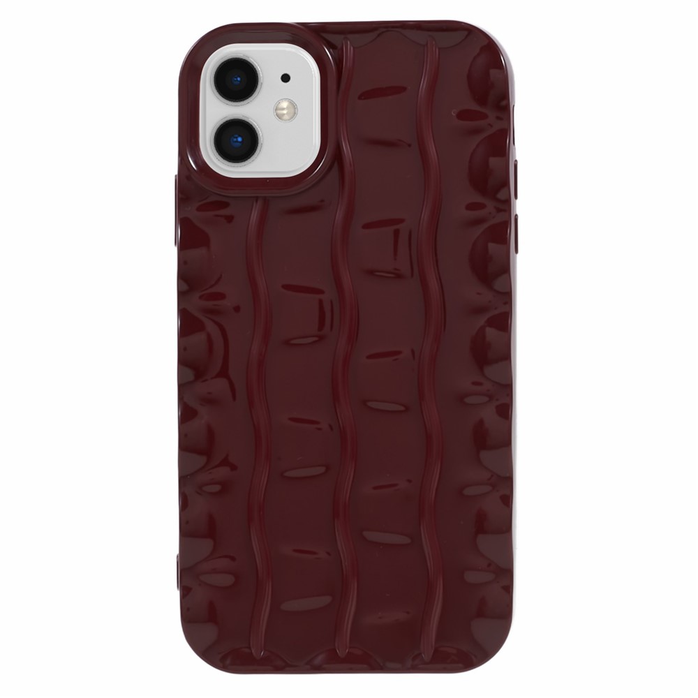 For iPhone 11 TPU Phone Case 3D Striped Pattern Design Shockproof Phone Cover - Red