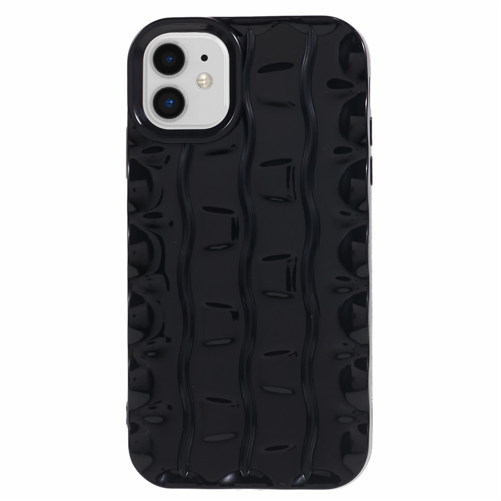 For iPhone 11 TPU Phone Case 3D Striped Pattern Design Shockproof Phone Cover - Black