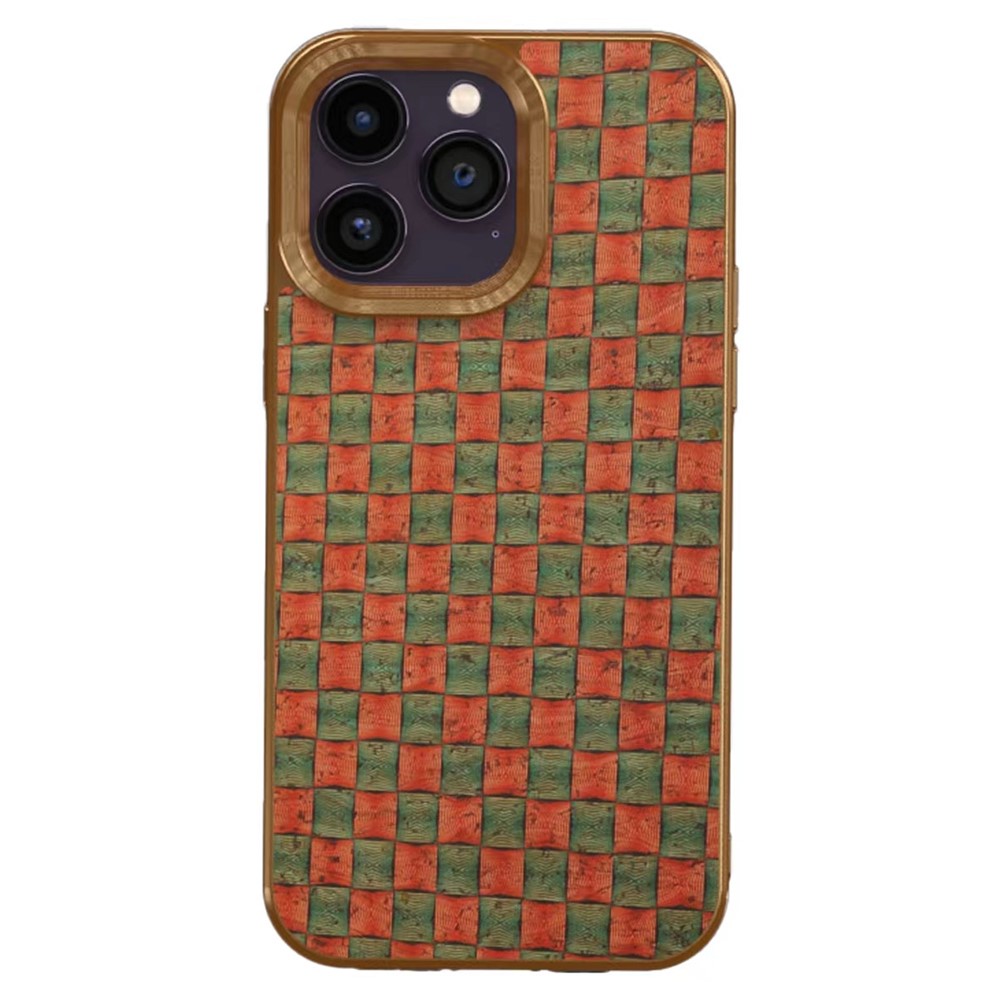 Flower Pattern Series for iPhone 12 / 12 Pro Electroplating Phone Case PU Leather Coated TPU+PC Cover - Orange