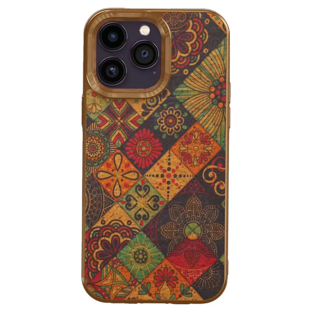 Flower Pattern Series for iPhone 12 / 12 Pro Electroplating Phone Case PU Leather Coated TPU+PC Cover - Yellow