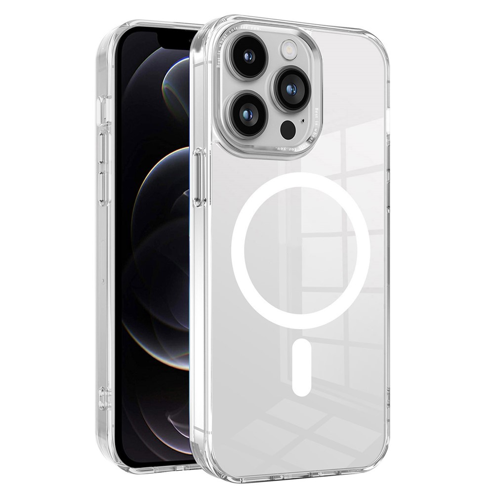 For iPhone 12 / 12 Pro Magnetic Phone Case Transparent PC + TPU Cover Compatible with MagSafe - Transparent